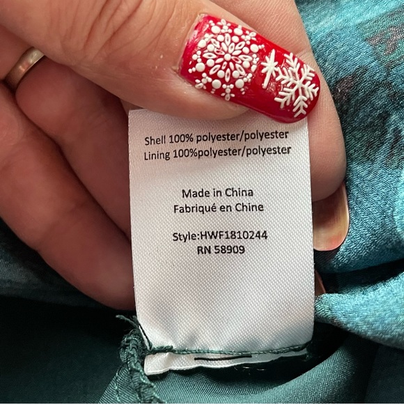 H by Halston teal & black abstract pattern long sleeve blouse - Picture 12 of 16